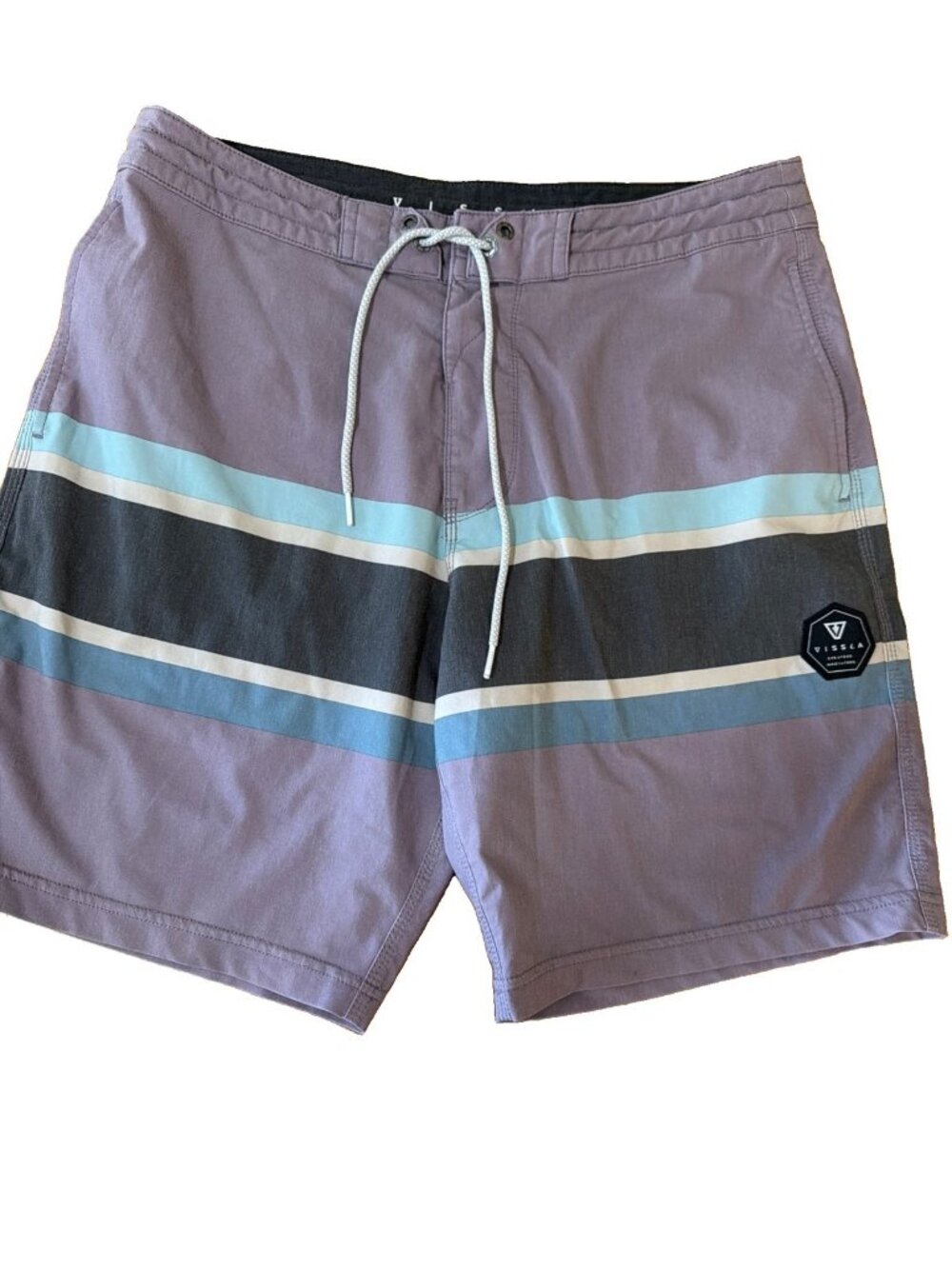 Vissla Cheater Five 18.5" Board Shorts Mens Sz 33 Purple Blue Swim Shorts
